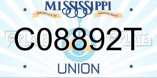 C08892T Mississippi License Plate