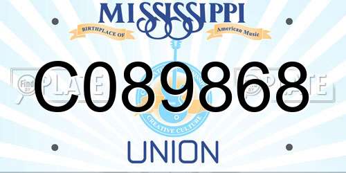 C089868 Mississippi License Plate