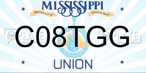 C08TGG Mississippi License Plate