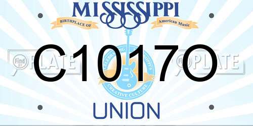 C1017O Mississippi License Plate