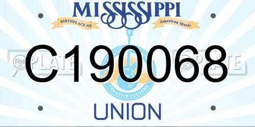 C190068 Mississippi License Plate