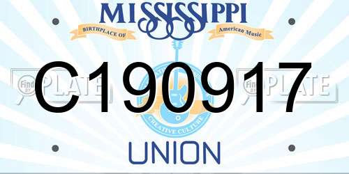 C190917 Mississippi License Plate