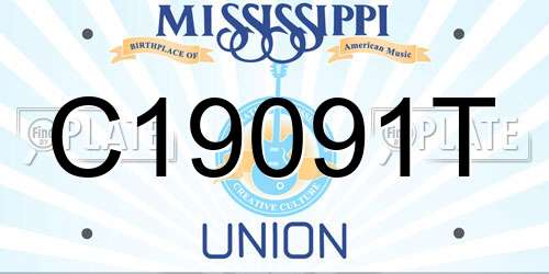 C19091T Mississippi License Plate