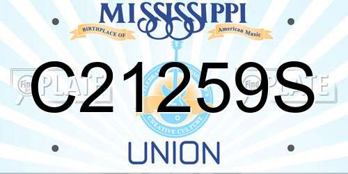 C21259S Mississippi License Plate