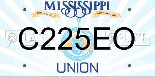 C225EO Mississippi License Plate