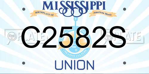 C2582S Mississippi License Plate