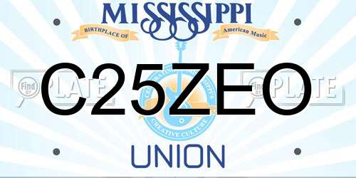 C25ZEO Mississippi License Plate