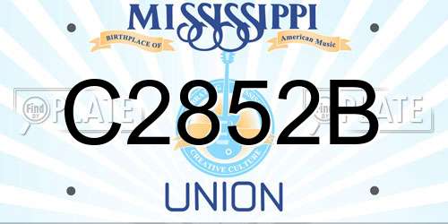 C2852B Mississippi License Plate
