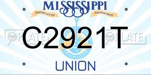 C2921T Mississippi License Plate