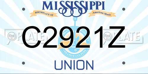 C2921Z Mississippi License Plate