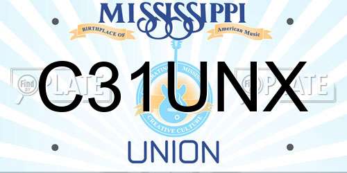 C31UNX Mississippi License Plate