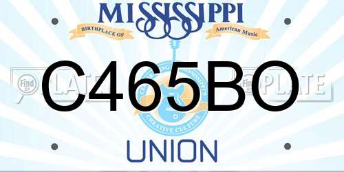 C465BO Mississippi License Plate