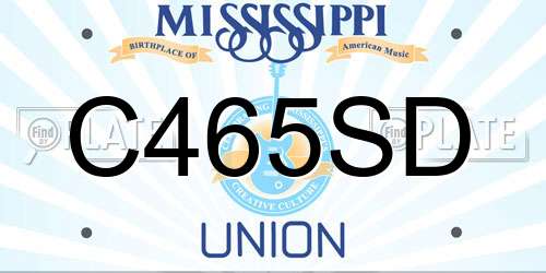 C465SD Mississippi License Plate