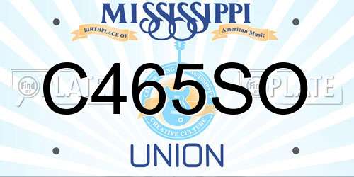 C465SO Mississippi License Plate