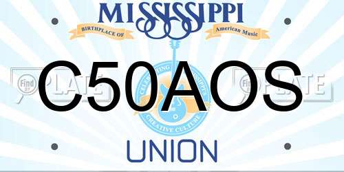 C50AOS Mississippi License Plate