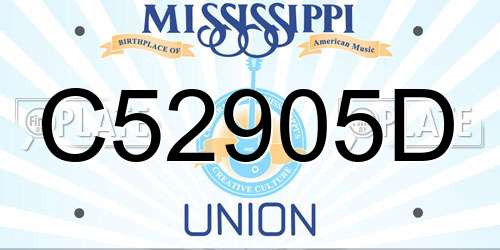C52905D Mississippi License Plate