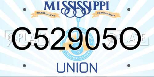 C52905O Mississippi License Plate