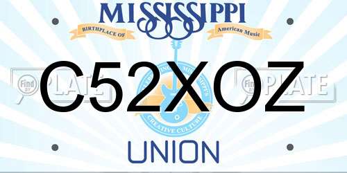 C52XOZ Mississippi License Plate