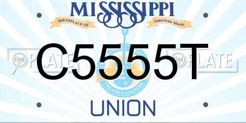 C5555T Mississippi License Plate