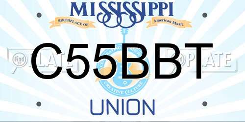 C55BBT Mississippi License Plate