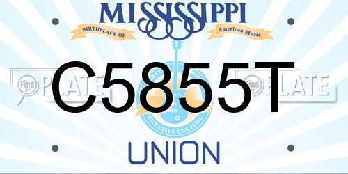 C5855T Mississippi License Plate