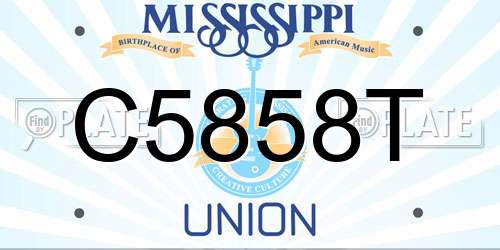 C5858T Mississippi License Plate