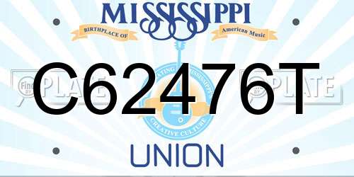 C62476T Mississippi License Plate