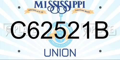 C62521B Mississippi License Plate