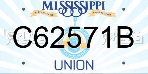 C62571B Mississippi License Plate