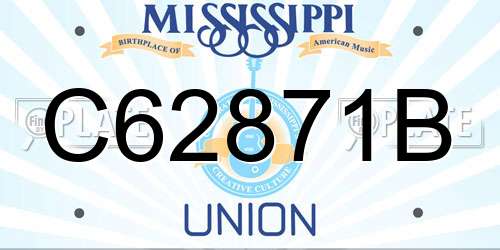 C62871B Mississippi License Plate