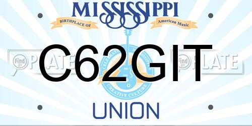 C62GIT Mississippi License Plate