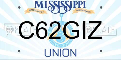 C62GIZ Mississippi License Plate