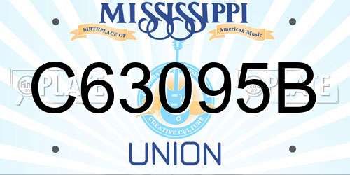 C63095B Mississippi License Plate