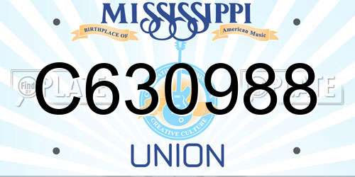 C630988 Mississippi License Plate