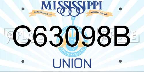 C63098B Mississippi License Plate