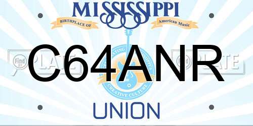 C64ANR Mississippi License Plate