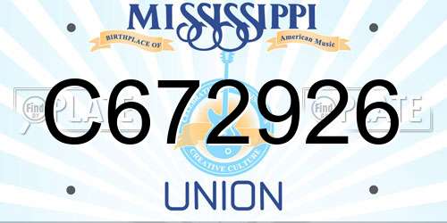 C672926 Mississippi License Plate