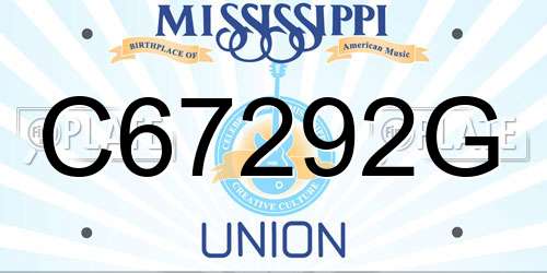 C67292G Mississippi License Plate