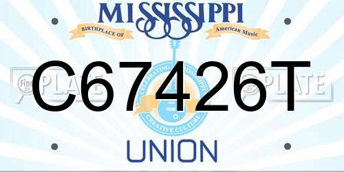 C67426T Mississippi License Plate