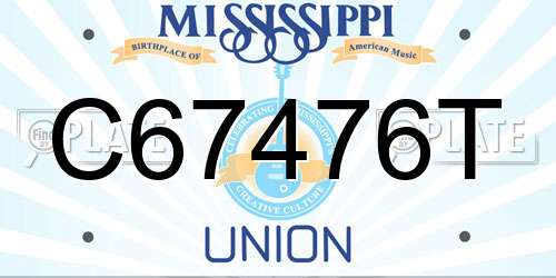 C67476T Mississippi License Plate
