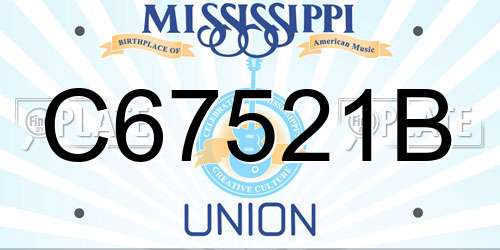 C67521B Mississippi License Plate