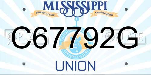 C67792G Mississippi License Plate
