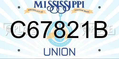 C67821B Mississippi License Plate