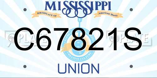 C67821S Mississippi License Plate