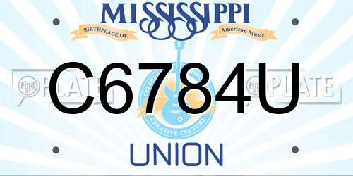 C6784U Mississippi License Plate