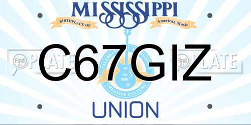 C67GIZ Mississippi License Plate