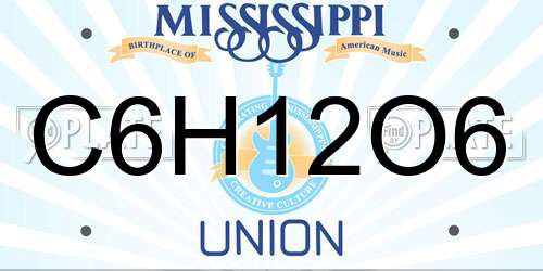 C6H12O6 Mississippi License Plate