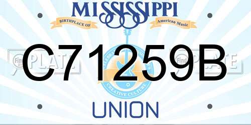 C71259B Mississippi License Plate