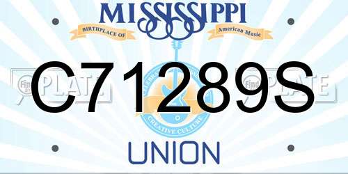 C71289S Mississippi License Plate