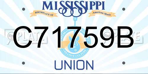 C71759B Mississippi License Plate